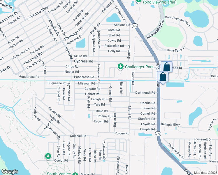 map of restaurants, bars, coffee shops, grocery stores, and more near 472 Colgate Road in Venice