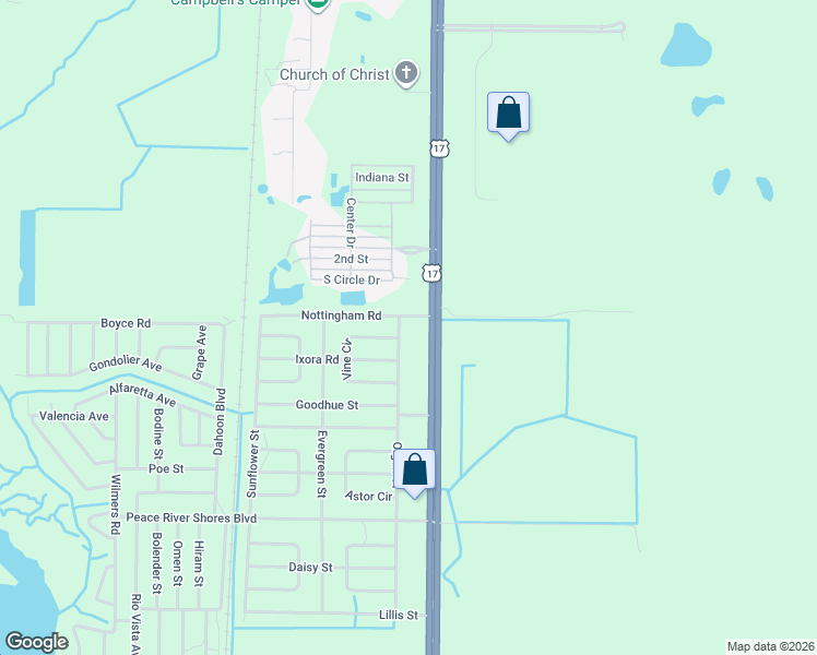 map of restaurants, bars, coffee shops, grocery stores, and more near 23 Vine Circle in Punta Gorda