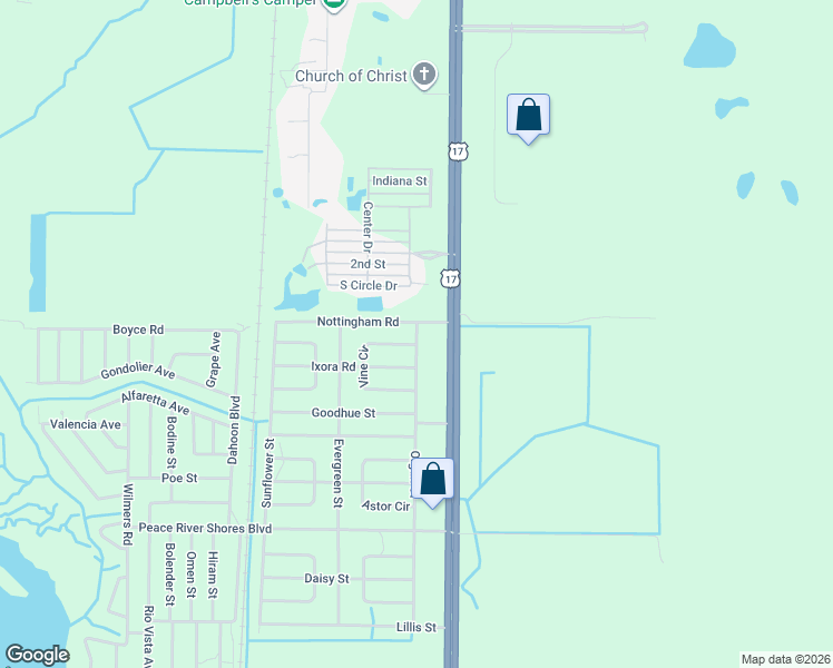 map of restaurants, bars, coffee shops, grocery stores, and more near 23 Vine Circle in Punta Gorda