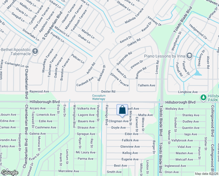 map of restaurants, bars, coffee shops, grocery stores, and more near 5674 Sunnyvale Road in North Port