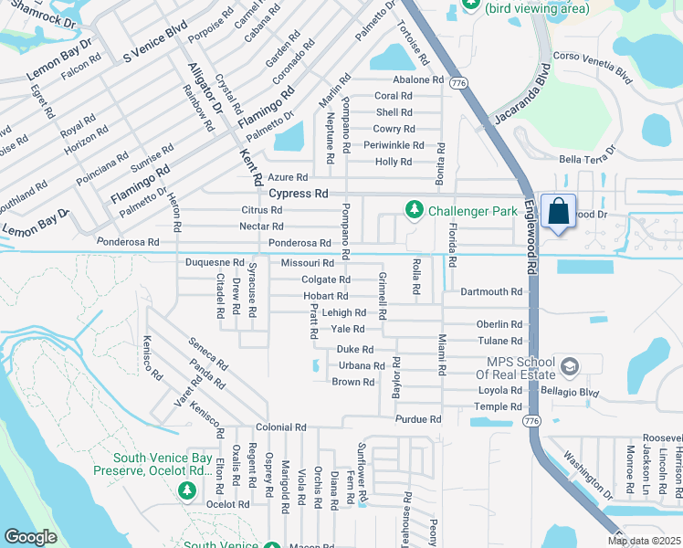 map of restaurants, bars, coffee shops, grocery stores, and more near 5231 Pompano Road in Venice