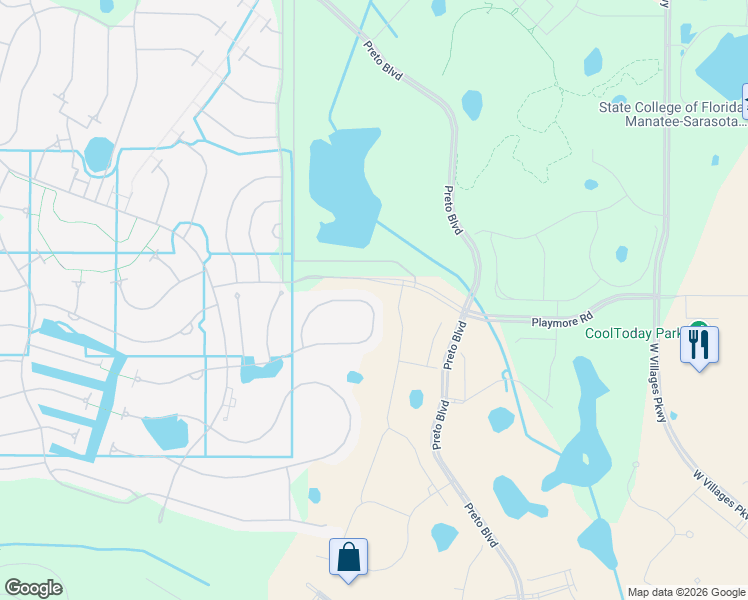 map of restaurants, bars, coffee shops, grocery stores, and more near 12831 Oriago Street in Venice