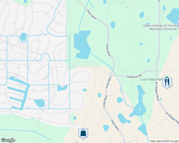 map of restaurants, bars, coffee shops, grocery stores, and more near 12831 Oriago Street in Venice