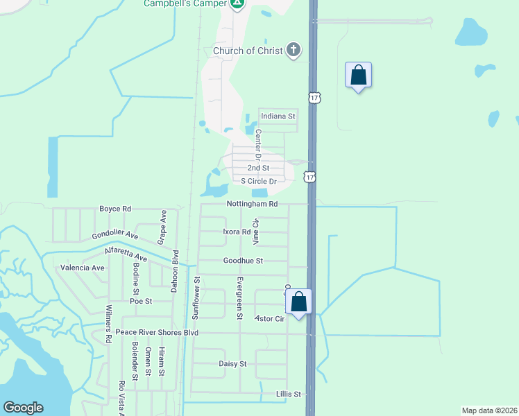 map of restaurants, bars, coffee shops, grocery stores, and more near 71 Vine Circle in Punta Gorda