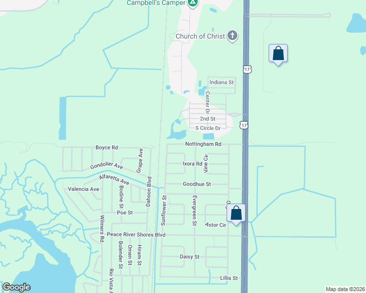 map of restaurants, bars, coffee shops, grocery stores, and more near 38 Vanilla Circle in Punta Gorda