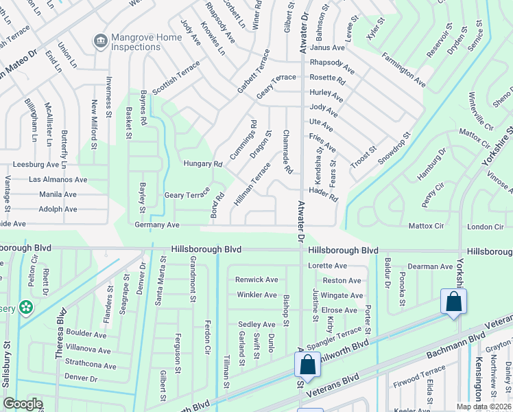 map of restaurants, bars, coffee shops, grocery stores, and more near 4867 England Avenue in North Port