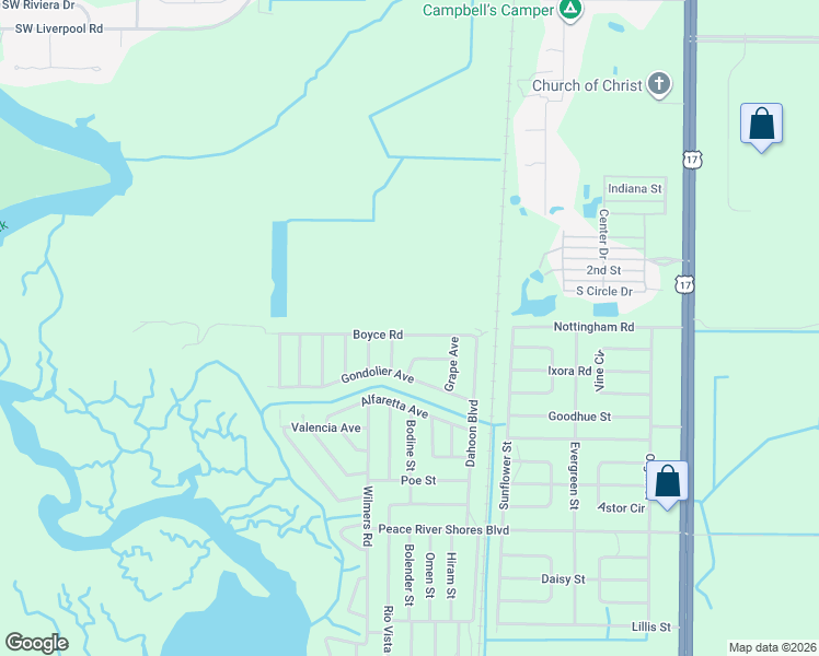 map of restaurants, bars, coffee shops, grocery stores, and more near 29197 Boyce Road in Punta Gorda