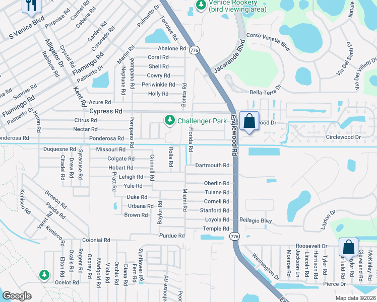 map of restaurants, bars, coffee shops, grocery stores, and more near 5231 Albion Road in Venice