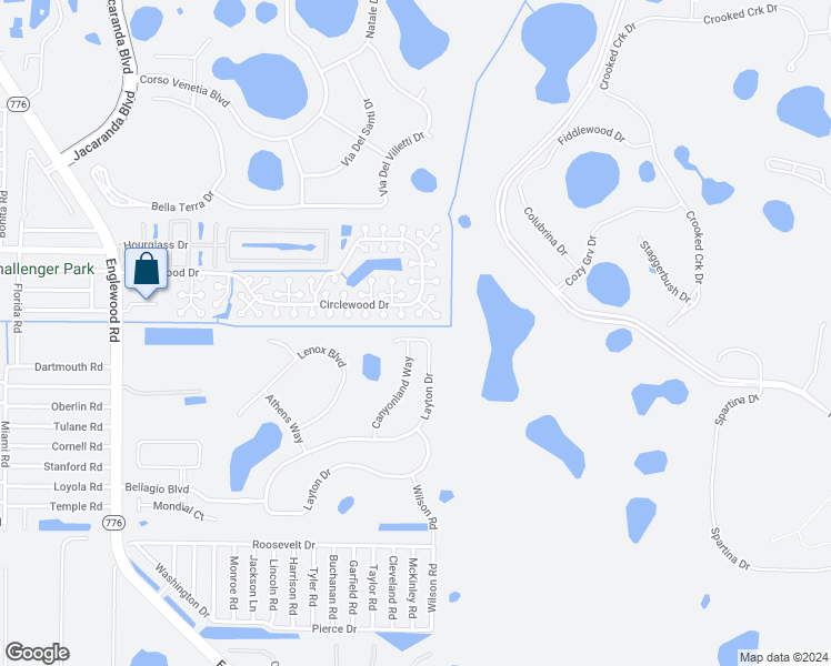 map of restaurants, bars, coffee shops, grocery stores, and more near 5058 Layton Drive in Venice