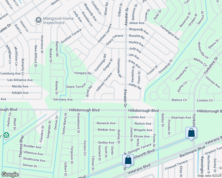 map of restaurants, bars, coffee shops, grocery stores, and more near 4867 England Avenue in North Port