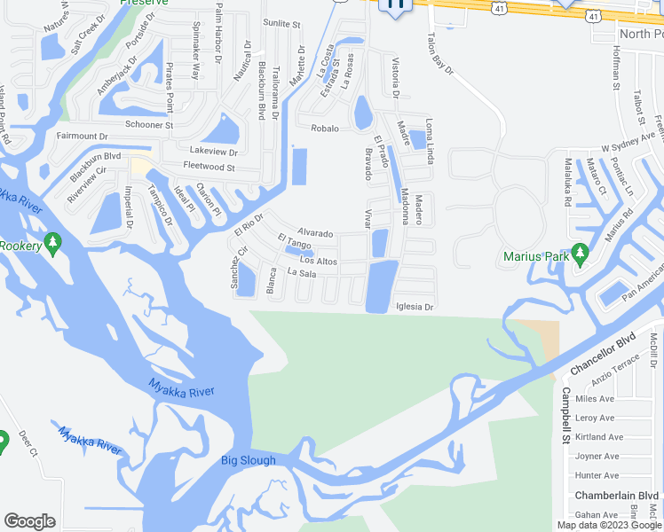 map of restaurants, bars, coffee shops, grocery stores, and more near 643 El Tango in North Port