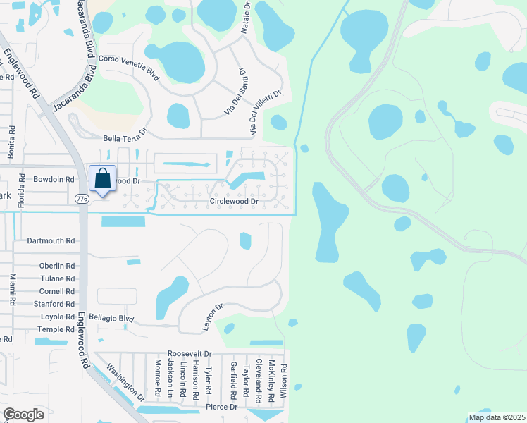 map of restaurants, bars, coffee shops, grocery stores, and more near 490 Circlewood Drive in Venice