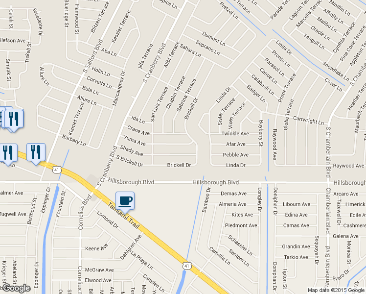 map of restaurants, bars, coffee shops, grocery stores, and more near 2520 Yuma Avenue in North Port