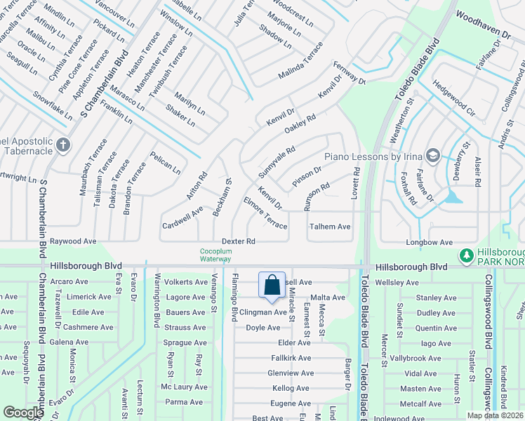 map of restaurants, bars, coffee shops, grocery stores, and more near 5099 Kenvil Drive in North Port