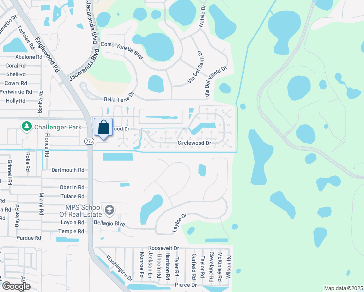 map of restaurants, bars, coffee shops, grocery stores, and more near 412 Circlewood Drive in Venice