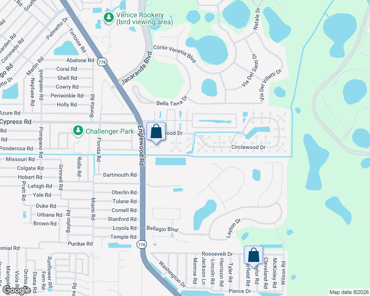 map of restaurants, bars, coffee shops, grocery stores, and more near 162 Circlewood Drive in Venice