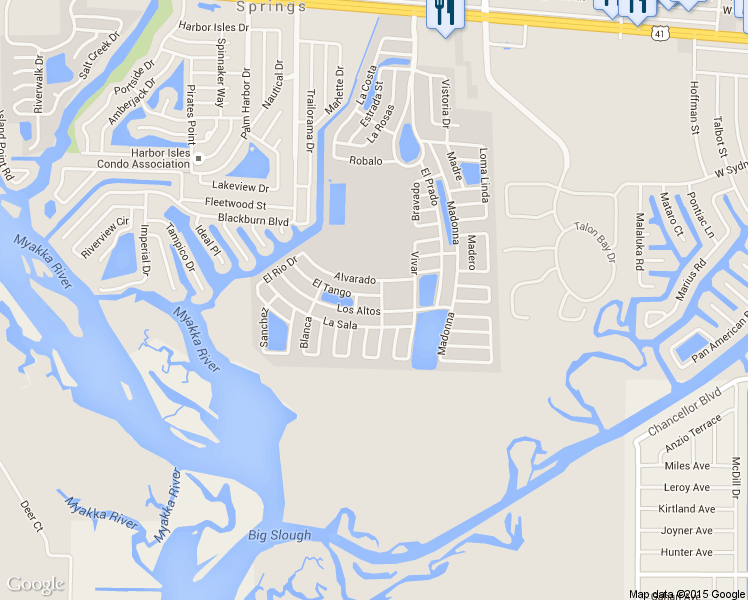 map of restaurants, bars, coffee shops, grocery stores, and more near 643 El Tango in North Port
