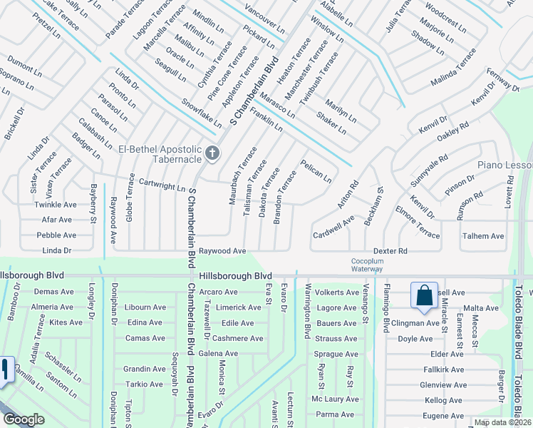 map of restaurants, bars, coffee shops, grocery stores, and more near 5102 Dakota Terrace in North Port