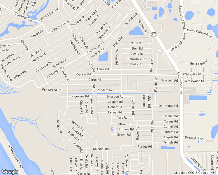 map of restaurants, bars, coffee shops, grocery stores, and more near 700 Ponderosa Road in Venice