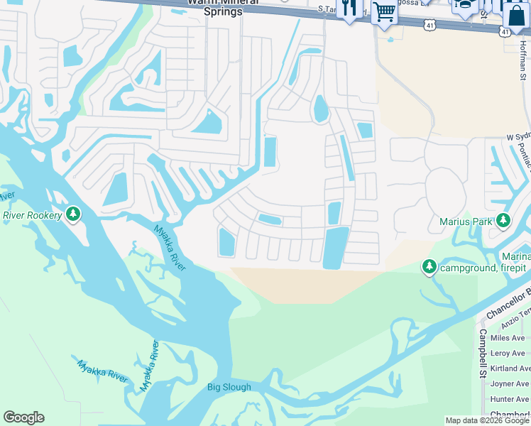 map of restaurants, bars, coffee shops, grocery stores, and more near 660 El Tango in North Port