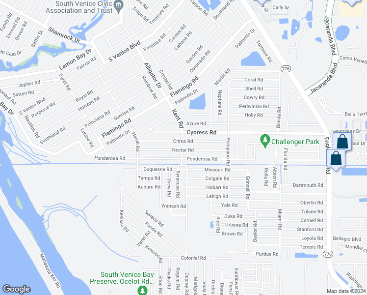 map of restaurants, bars, coffee shops, grocery stores, and more near 810 Nectar Road in Venice