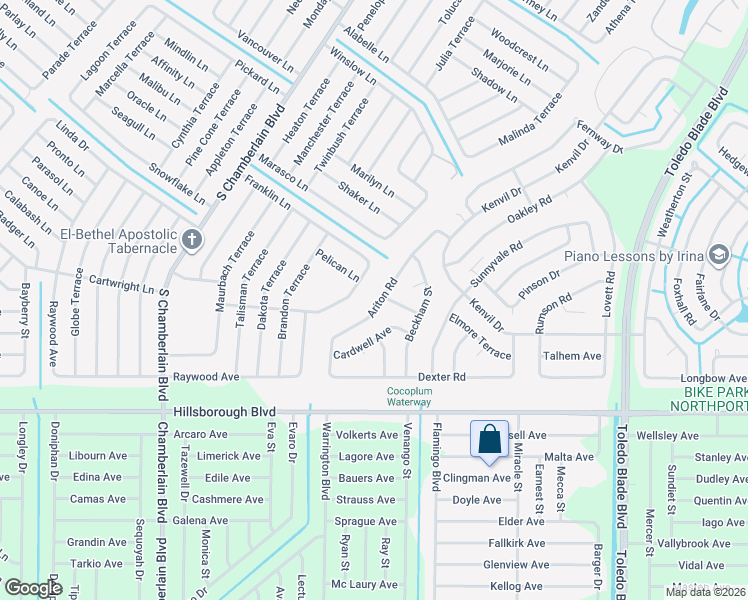 map of restaurants, bars, coffee shops, grocery stores, and more near 5035 Ariton Road in North Port