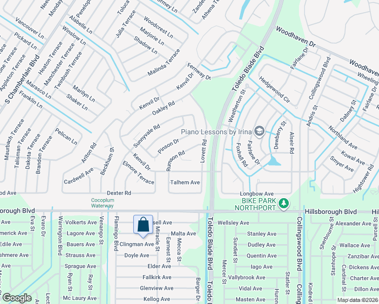 map of restaurants, bars, coffee shops, grocery stores, and more near 5217 Rumson Road in North Port