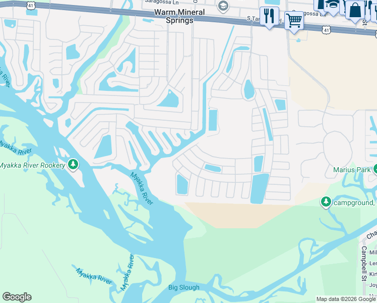 map of restaurants, bars, coffee shops, grocery stores, and more near 677 Alvarado in North Port