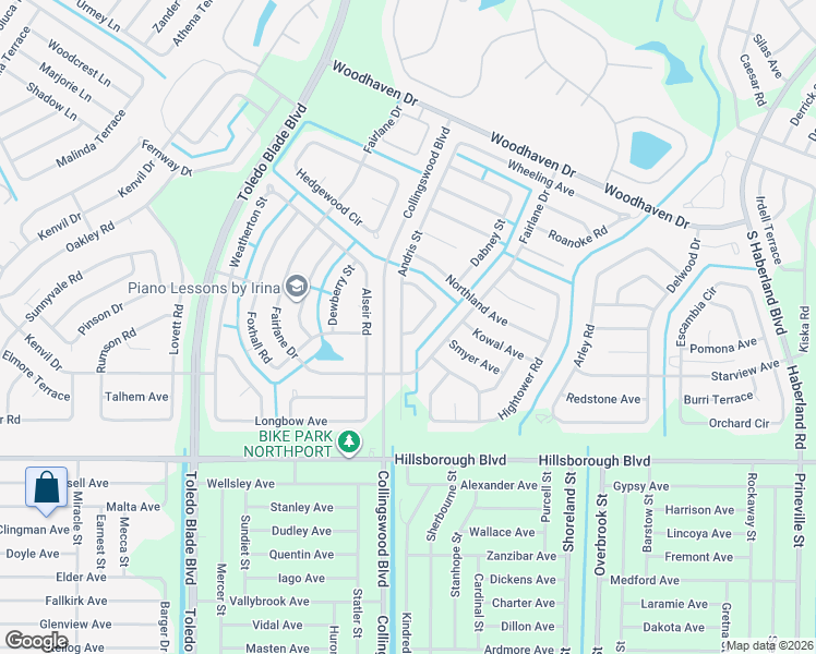 map of restaurants, bars, coffee shops, grocery stores, and more near 5150 Andris Street in North Port