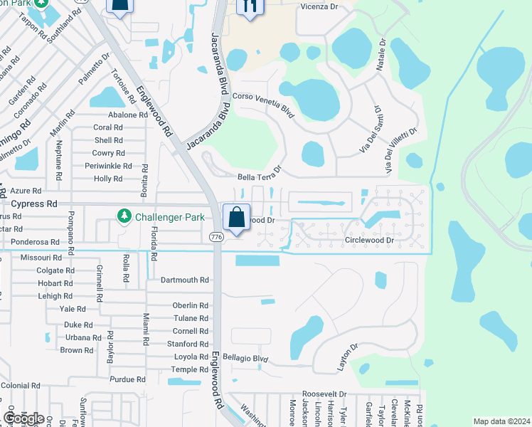 map of restaurants, bars, coffee shops, grocery stores, and more near 65 Sandstone Circle in Venice