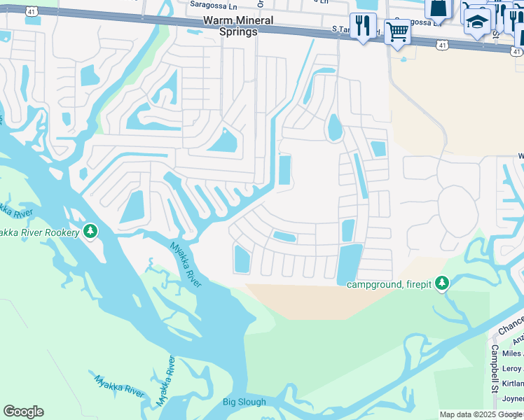 map of restaurants, bars, coffee shops, grocery stores, and more near 677 Alvarado in North Port