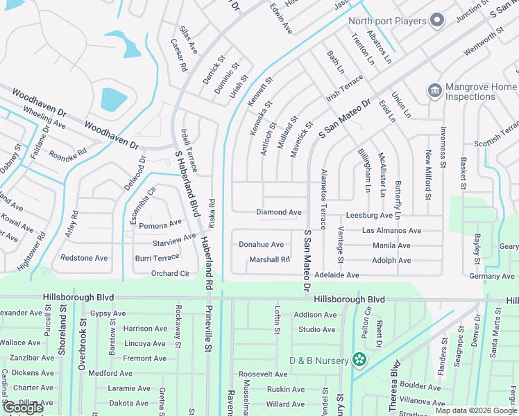 map of restaurants, bars, coffee shops, grocery stores, and more near 3676 Diamond Avenue in North Port