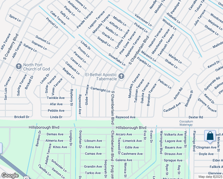 map of restaurants, bars, coffee shops, grocery stores, and more near 2020 Cartwright Lane in North Port