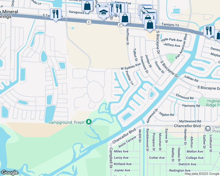 map of restaurants, bars, coffee shops, grocery stores, and more near 6896 Talon Bay Drive in North Port
