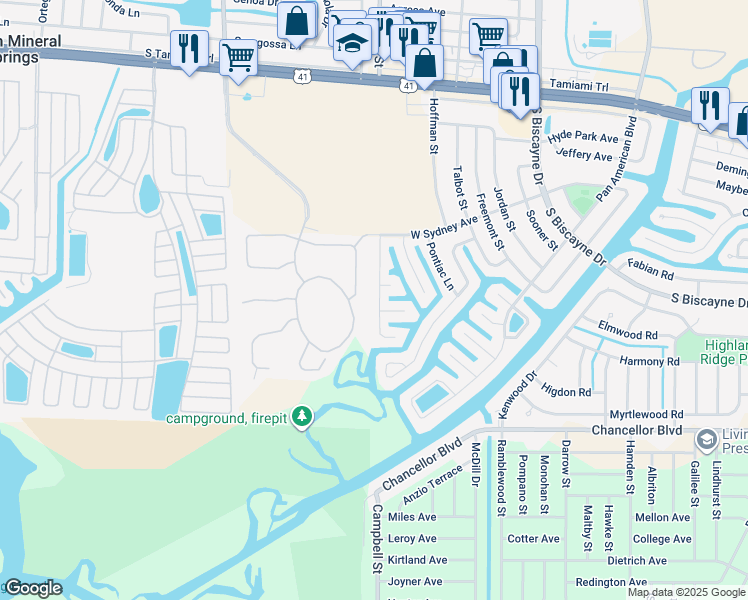 map of restaurants, bars, coffee shops, grocery stores, and more near 6896 Talon Bay Drive in North Port