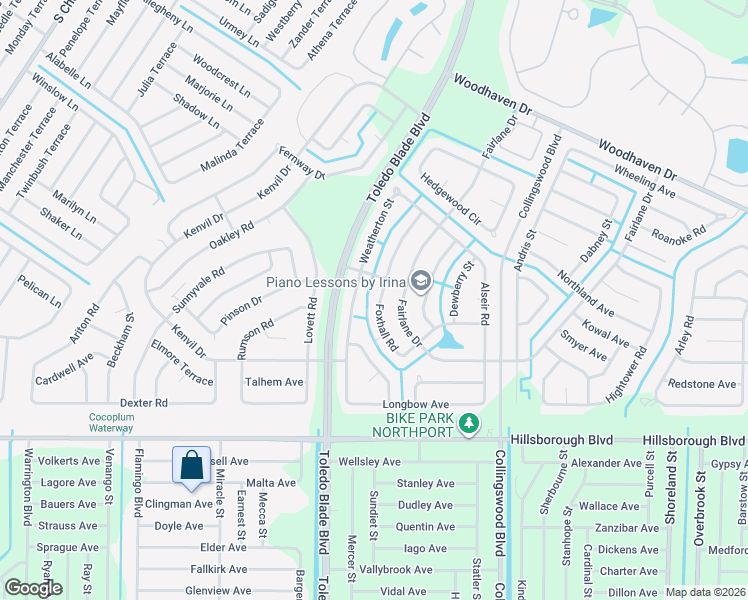 map of restaurants, bars, coffee shops, grocery stores, and more near 5078 Foxhall Road in North Port