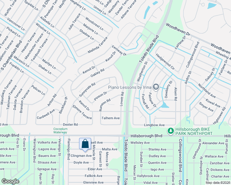 map of restaurants, bars, coffee shops, grocery stores, and more near 5217 Rumson Road in North Port