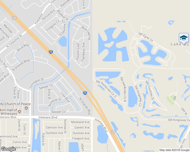 map of restaurants, bars, coffee shops, grocery stores, and more near 13134 Southwest Pembroke Circle North in Lake Suzy