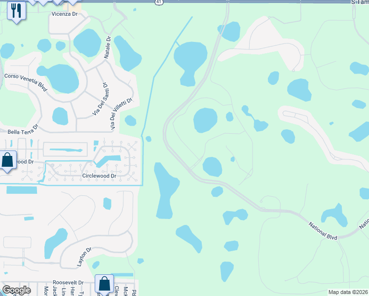 map of restaurants, bars, coffee shops, grocery stores, and more near 10157 Colubrina Drive in Venice