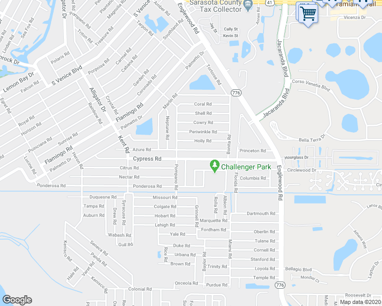 map of restaurants, bars, coffee shops, grocery stores, and more near 423 Azure Road in Venice