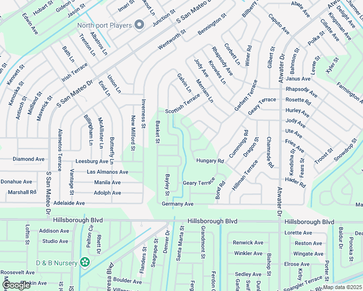 map of restaurants, bars, coffee shops, grocery stores, and more near 4674 Baynes Road in North Port