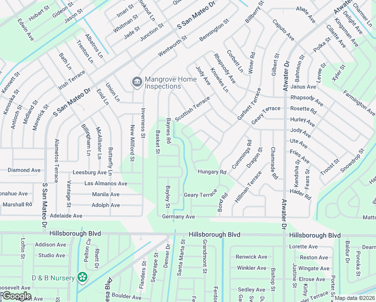 map of restaurants, bars, coffee shops, grocery stores, and more near 4674 Baynes Road in North Port