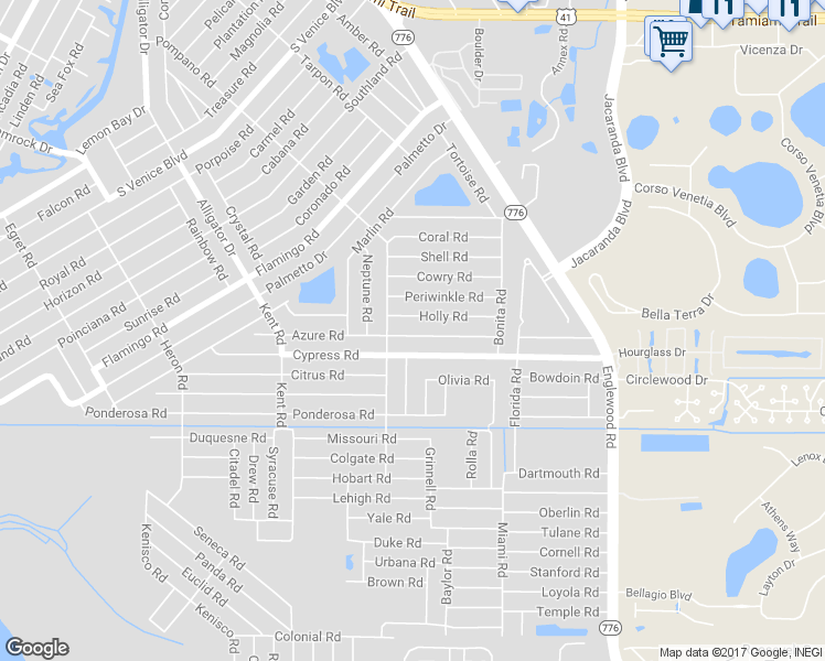 map of restaurants, bars, coffee shops, grocery stores, and more near 440 Azure Road in Venice