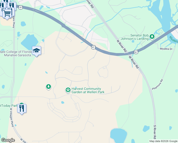 map of restaurants, bars, coffee shops, grocery stores, and more near 8670-9048 S Tamiami Trail in Venice