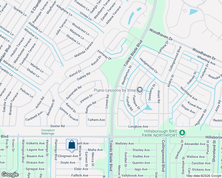 map of restaurants, bars, coffee shops, grocery stores, and more near 4926 Lovett Road in North Port