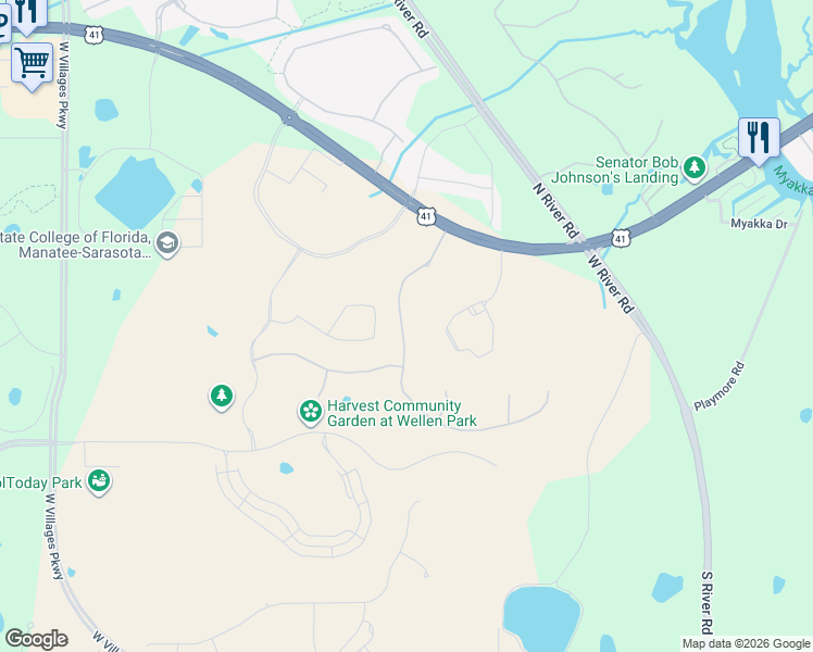 map of restaurants, bars, coffee shops, grocery stores, and more near 8670-9048 S Tamiami Trail in Venice