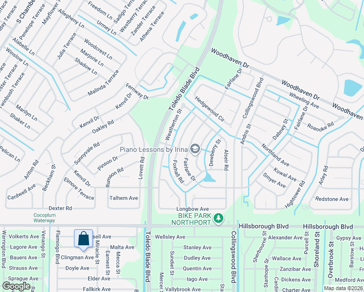 map of restaurants, bars, coffee shops, grocery stores, and more near 4983 Foxhall Road in North Port