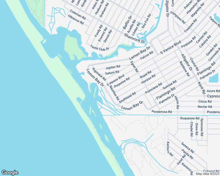map of restaurants, bars, coffee shops, grocery stores, and more near 4861 Lemon Bay Drive in Venice