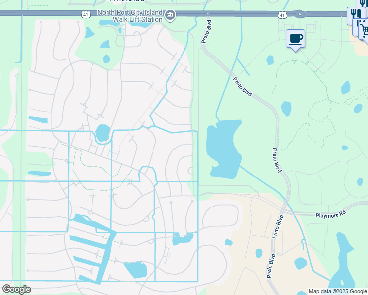 map of restaurants, bars, coffee shops, grocery stores, and more near 19242 Lappacio Street in Venice