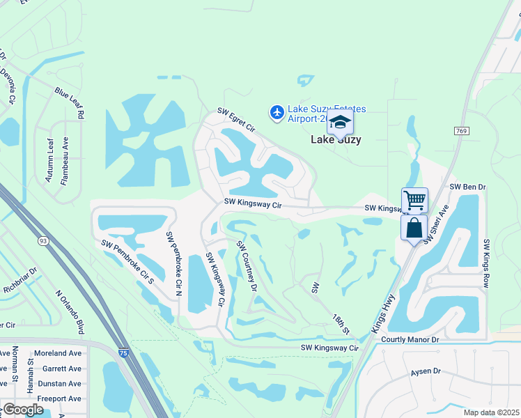 map of restaurants, bars, coffee shops, grocery stores, and more near 12395 Southwest Kingsway Circle in Lake Suzy